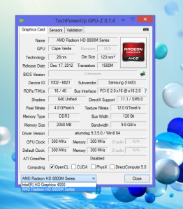 Характеристики AMD Radeon HD 8850M